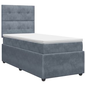 vidaXL Cama box spring com colch&atilde;o Cinzento-Escuro 80 x 200 cm Veludo