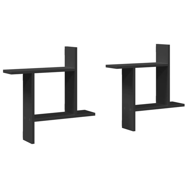 vidaXL Prateleiras de parede 2 pcs 50x12x50 cm derivados madeira preto