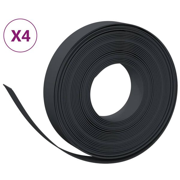 vidaXL Bordas de jardim 4 pcs 10 m 10 cm polietileno preto