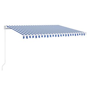 vidaXL Toldo retr&aacute;til manual com LED 400x350 cm azul e branco