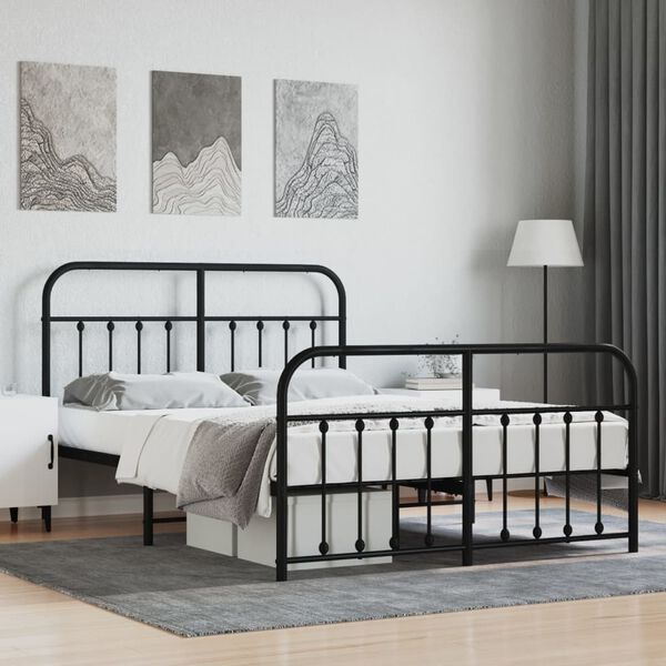 vidaXL Estrutura de cama com cabeceira e p&eacute;s 140x200 cm metal preto