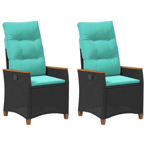 vidaXL Cadeira de Jardim Reclin&aacute;vel Preto e Turquesa vime PE