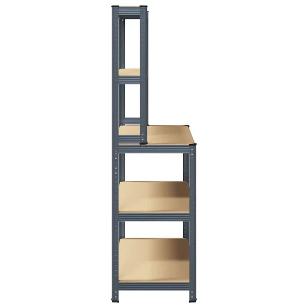 vidaXL Mesa trabalho c/ 5 prateleiras derivados madeira/a&ccedil;o antracite