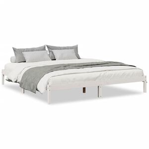 vidaXL Cama extra longa sem colch&atilde;o 200x210 cm pinho maci&ccedil;o branco