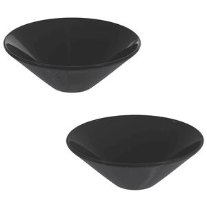 vidaXL Lavat&oacute;rios 2 pcs &Oslash;42x14 cm cer&acirc;mica Preto Brilhante