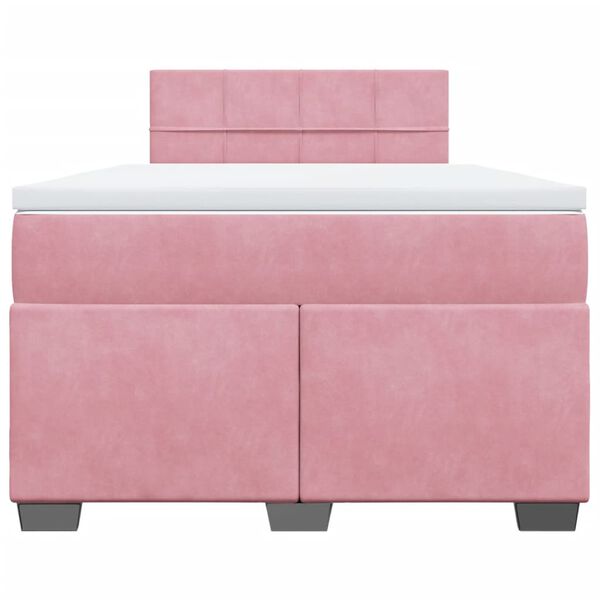 vidaXL Cama boxspring com colch&atilde;o 120x200 cm veludo rosa