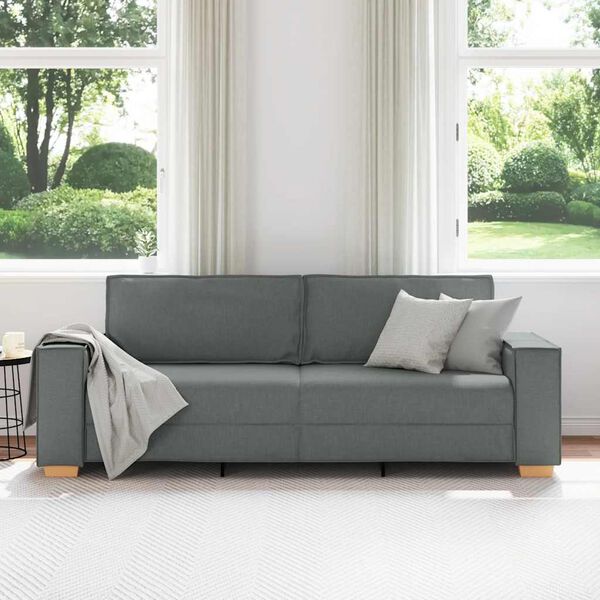 vidaXL Sof&aacute; de 3 lugares cinza escuro 220x78x84 cm tecido