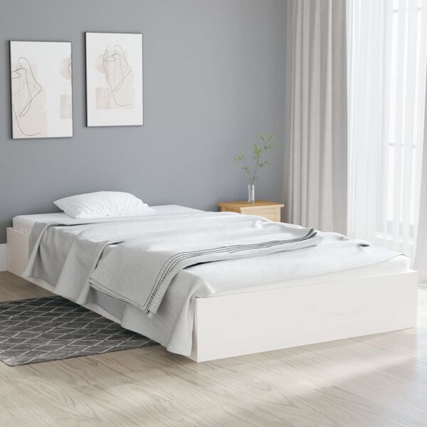 vidaXL Estrutura de cama 90x200 cm madeira maci&ccedil;a branco