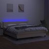vidaXL Cama box spring c/ colch&atilde;o e LED 180x200 cm tecido cor creme