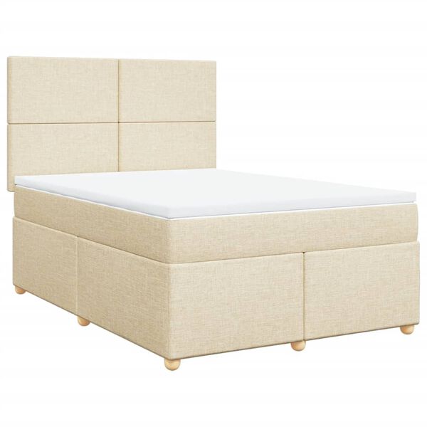 vidaXL Cama com molas/colch&atilde;o 140x200 cm tecido cor creme