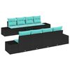 vidaXL Conjunto de Sof&aacute; de Jardim 9 unid. Preto e Turquesa vime PE