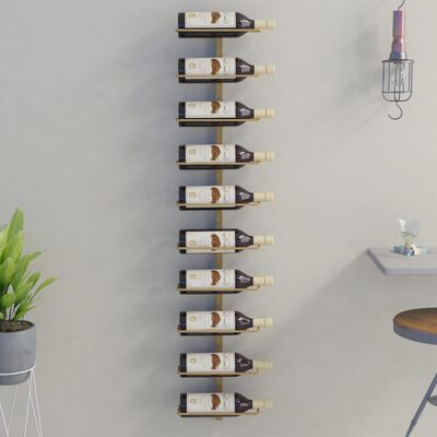 vidaXL Garrafeira de parede para 10 garrafas metal dourado