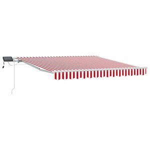 vidaXL Toldo retr&aacute;til Vermelho e Branco 300 x 250 cm Tecido e Alum&iacute;nio