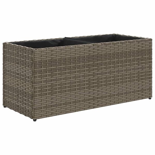 vidaXL Canteiro jardim com 2 vasos 72x30x32 cm vime PE cinzento