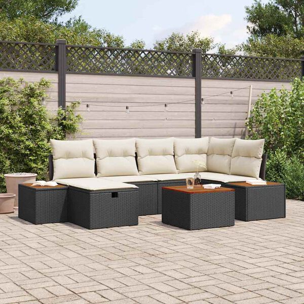 vidaXL Conjunto de Sof&aacute; de Jardim 7 pcs Preto 55 x 62 x 69 cm