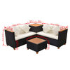 vidaXL 4 pcs conjunto lounge de jardim c/ almofadões vime PE preto