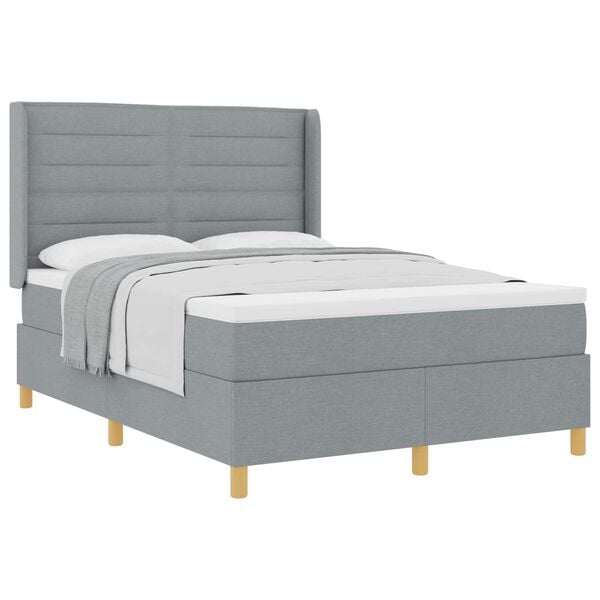 vidaXL Cama Box com colch&atilde;o Cinzento-claro 160 x 200 cm tecido