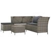 vidaXL 4 pcs conjunto lounge de jardim c/ almofadões vime PE cinzento