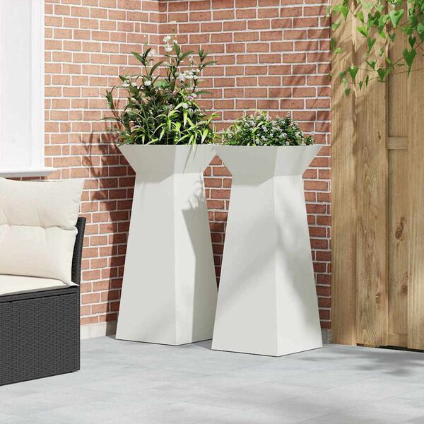vidaXL Vaso de Pilar 2 pcs Branco 40 x 40 x 100 cm