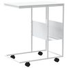 vidaXL Mesa de apoio c/ rodas 55x36x63,5cm derivados de madeira branco