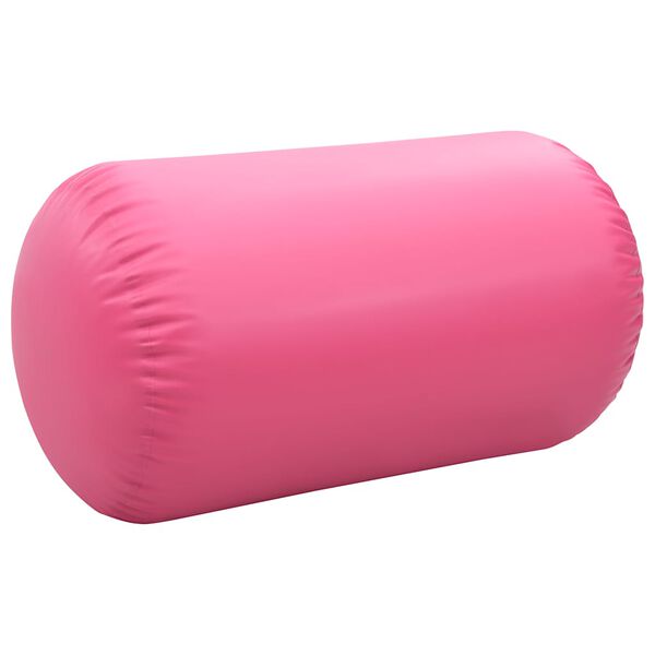 vidaXL Rolo de gin&aacute;stica/yoga insufl&aacute;vel com bomba 100x60 cm PVC rosa