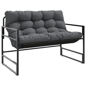 vidaXL Banco de jardim com almofad&atilde;o 113 cm a&ccedil;o antracite
