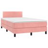 vidaXL Cama box spring c/ colch&atilde;o luzes e LED 120x190 cm veludo rosa