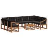 vidaXL Conjunto de Sof&aacute;s para Exterior 10 pcs Natural e Preto