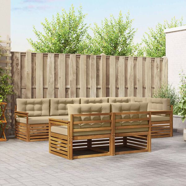 vidaXL Conjunto de Sof&aacute;s para Exterior 7 pcs Natural e Bege