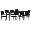 vidaXL Conjunto de Jantar para Jardim com almofada 9 pcs Preto vime PE