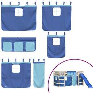 vidaXL Cortinas para cama elevada poli&eacute;ster azul