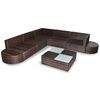 vidaXL 8 pcs conjunto lounge jardim c/ almofad&otilde;es vime PE castanho