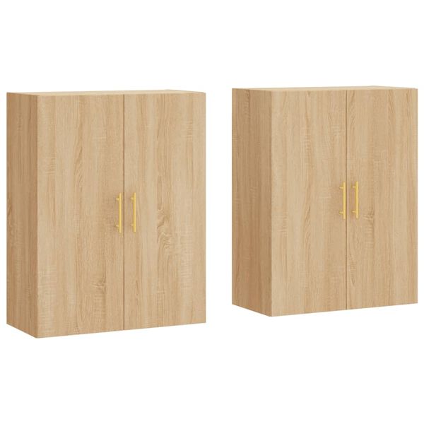 vidaXL Arm&aacute;rios de parede 2 pcs 69,5x34x90 cm carvalho sonoma