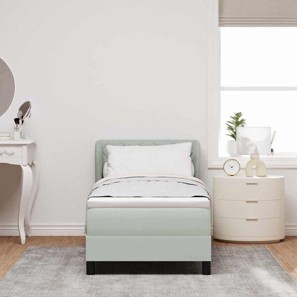 vidaXL Cama Box com colch&atilde;o Cinzento-claro 80 x 200 cm Veludo