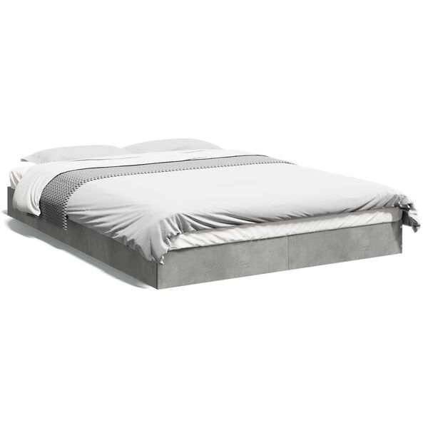 vidaXL Estrutura de cama 120x190 cm derivados de madeira cinza cimento