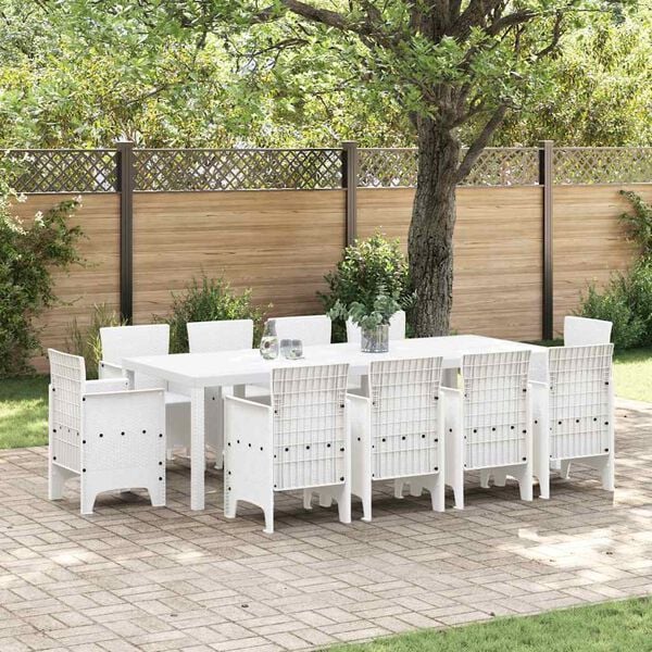 vidaXL Conjunto de Jantar para Jardim 11 pcs Branco Polipropileno