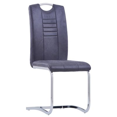 vidaXL Cadeiras de jantar cantilever 6 pcs camurça artificial cinzento