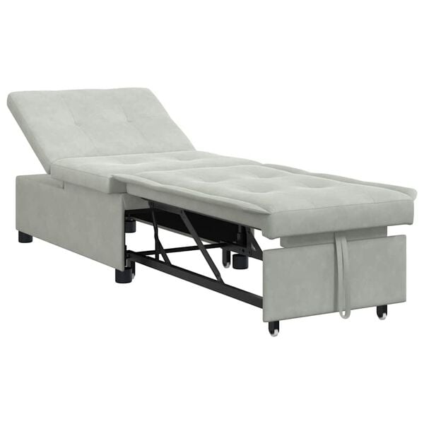 vidaXL Sof&aacute;-Cama Cinzento-claro 194 x 67 x 82 cm Veludo