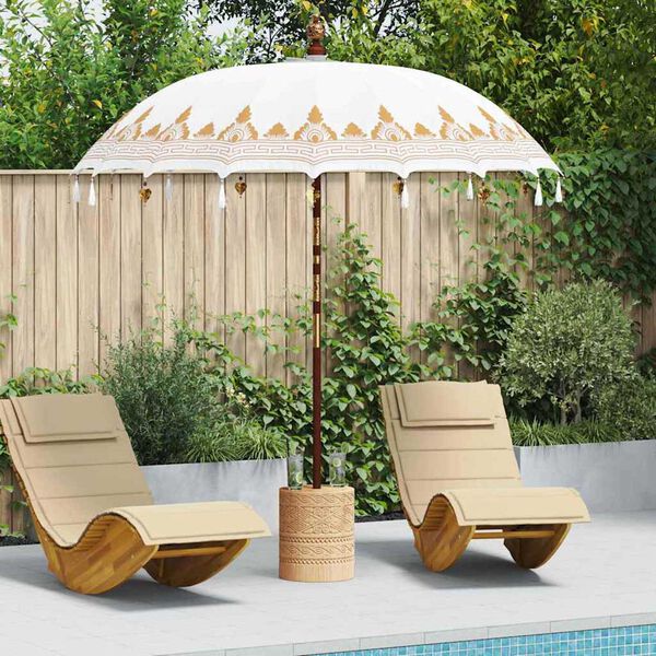 vidaXL Parasol Balin&ecirc;s 260 2 pcs Creme Algod&atilde;o e madeira s&oacute;lida