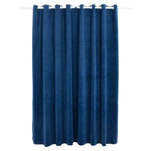 vidaXL Cortina blackout c/ argolas metal 290x245 cm veludo azul-escuro