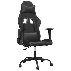 vidaXL Cadeira gaming de massagens couro artificial preto