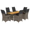 vidaXL 7 pcs conjunto bistr&ocirc; de jardim c/ almofad&otilde;es vime PE cinza