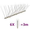 vidaXL Conjunto 6 picos para p&aacute;ssaros e pombos 4 filas 3 m pl&aacute;stico