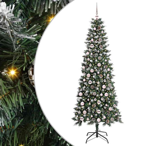 vidaXL &Aacute;rvore de Natal Artificial Verde 210 cm PVC, Pl&aacute;stico e A&ccedil;o