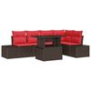 vidaXL Conjunto de Sof&aacute; de Jardim 6 unid. Castanho vime PE