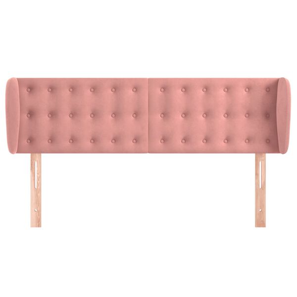 vidaXL Cabeceira de cama c/ abas veludo 147x23x78/88 cm rosa