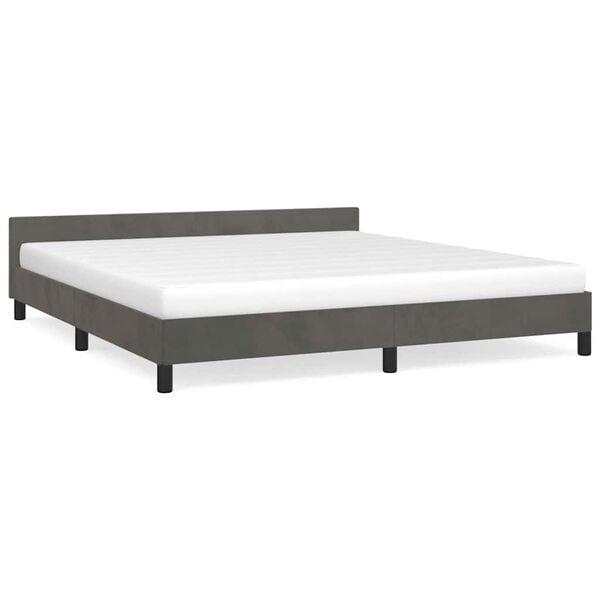 vidaXL Estrutura de cama sem colchão 160x200 cm veludo cinzento-escuro