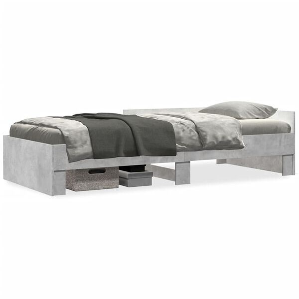 vidaXL Estrutura de cama 75x190 cm derivados de madeira cinza cimento