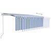 vidaXL Toldo autom&aacute;tico c/ estore/LED/sensor vento 4,5x3 m azul/branco