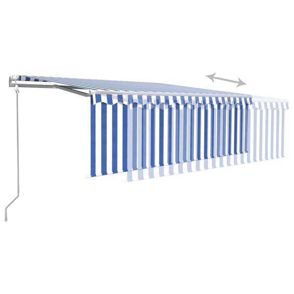 vidaXL Toldo autom&aacute;tico c/ estore/LED/sensor vento 4,5x3 m azul/branco